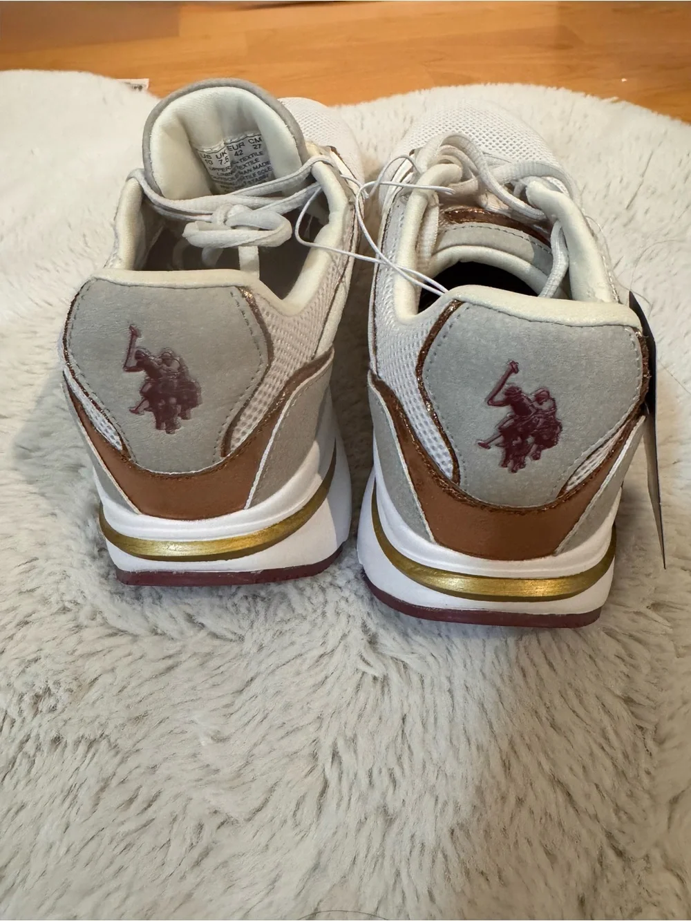 U.S. Polo Assn. Women’s White Mesh Trainer with Metallic Accents size 10